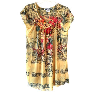 DANIEL BENJAMIN Women's Size Medium Sheer Floral Hearts Pullover Dress Cover-Up
